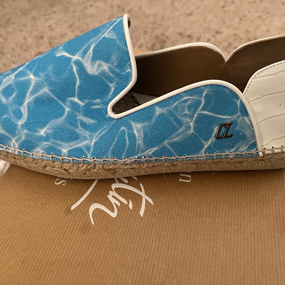 Christian Louboutin Blue and White Ankle Boots